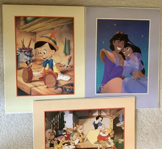 Vtg Disney Store 1993 - 2000 Lithograph Peter Pan Aladdin Snow White Lion King 3