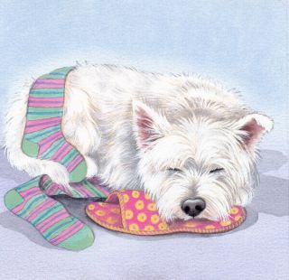 Dogs Westie " Busy Day " Limited Edition Fine Art Print By Sue Barratt