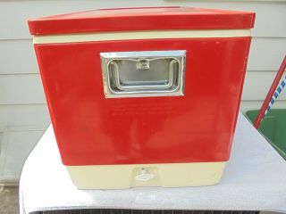 Vintage Coleman Red White Metal Plastic Cooler Ice Chest FISHING,  CAMPING 3