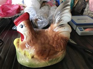 Vintage Mexico Ceramic Hen On Nest With Chicks