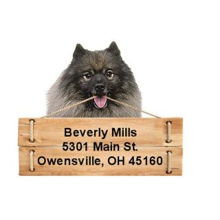 Keeshond Return Address Labels Die Cut To Shape Of Dog And Sign