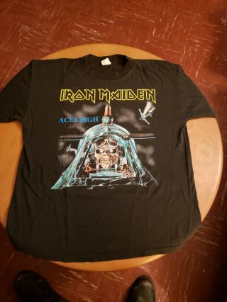 Iron Maiden Aces High T Shirt Xl Vintage Fan Club 1995
