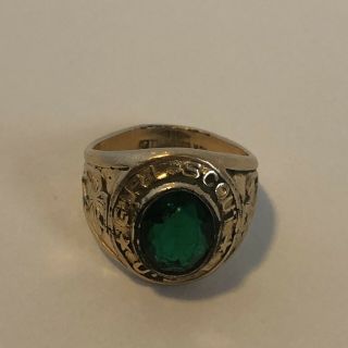 Vintage 10k Gold Filled Girl Scout Ring Green Stone Gsa Usa