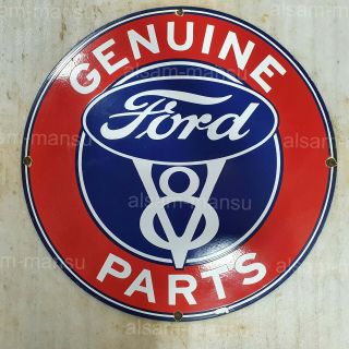 Ford V8 Parts 30 Inches Round Vintage Enamel Sign