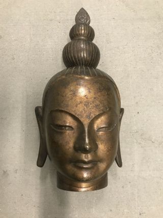 Fine Old Vtg Thai Bronze Buddha Head Sculpture Work Of Art Estate Find Nr