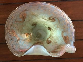 Vintage Murano Sticker On Fratelli Toso Opalescent Art Glass Bowl Starry Night