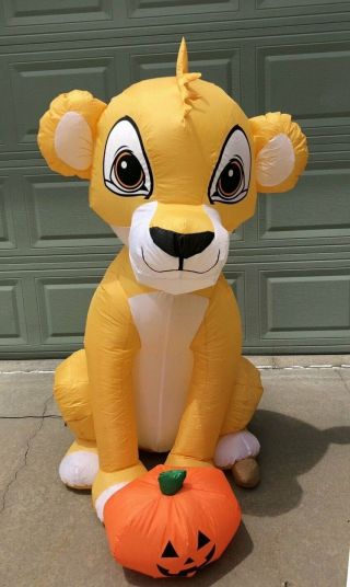 Disney Lion King 4.  5 Ft Simba Halloween Air - Blown Inflatable Lights Gemmy