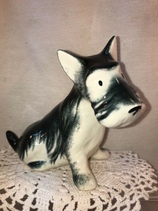 Vtg Mid - Century Pottery Art Schnauzer Puppy Dog Figurine Too Cute