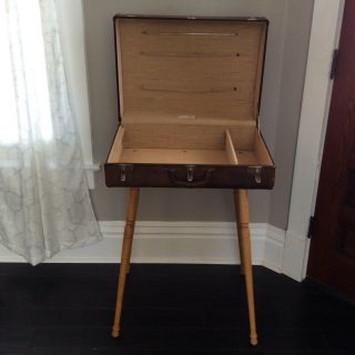 Vintage Mid Century Suitcase End Table Night Stand Storage