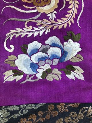 Antique Chinese Silk Embroidered Embroidery Flowers Banner Tapestry Art 2