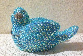 Ceramic Hand Decorated Blue Bird Figurine - Altered Art/mixed Media