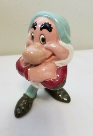 Vtg Disney Snow White Grumpy Dwarf American Pottery Figurine Evan K Shaw C.  1940s