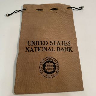 Vtg United States National Bank Drawstring Money Coin Bag Strayer Brighton