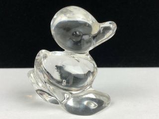 Small Vintage 2“ Clear Crystal Glass Duck Bird Animal Figure
