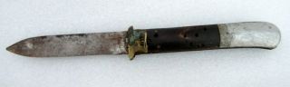 Antique Old Rare Indian Iron Blade Horn Hilt Spring Locking System Folding Knife