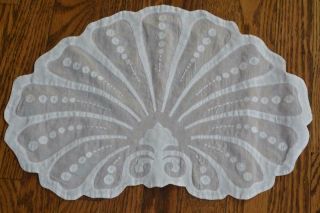 Vintage 8 White Organdy Madeira Hand Embroidered Linen Shell Placemats Perfect