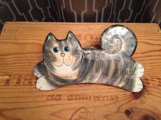 Vintage Ceramic Cat Wall Plaque Alaska Artist