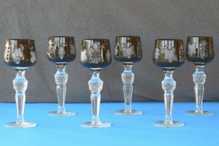 Vintage Bohemian Cut To Clear Ruby Red Cordial Glasses – Set Of 6 - Conditi