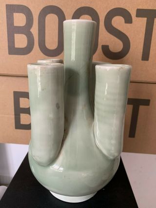 Antique Chinese Green Glaze Export Porcelain Five Finger Vase No Mark 19c?
