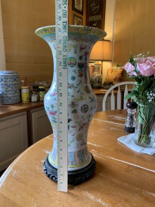 Old Chinese Porcelain Famille Rose Precious Objects Vase 19th Century
