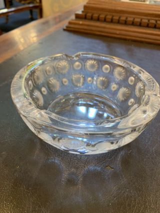 Vintage Signed Lalique France Tokyo Clear Frosted Crystal Art Deco Glass Ashtray