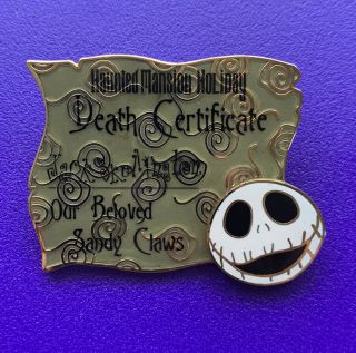 WDI RARE HAUNTED MANSION HOLIDAY DEATH CERTIFICATE JACK LIMITED EDITION 300 PIN 2