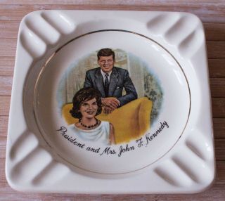 Vintage Collectable President And Mrs.  John F.  Kennedy Ashtray Jackie Jfk