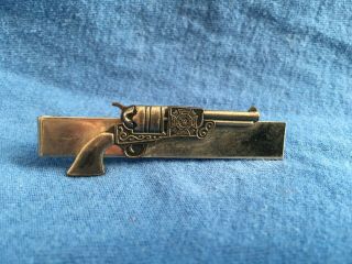 Vintage Vfw Revolver Tie Clip Veteran Of Foreign Wars Handgun Pistol Tie Bar Us