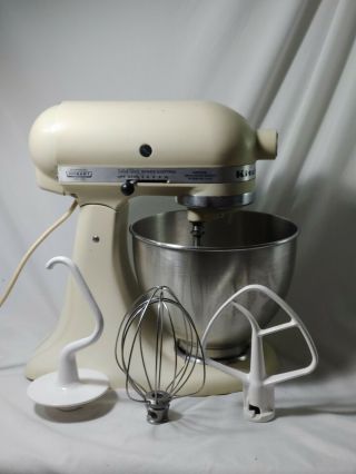 Vintage Hobart Kitchenaid K45ss Ivory 4.  5 Qt 10 Speed Tilt Head Stand Mixer