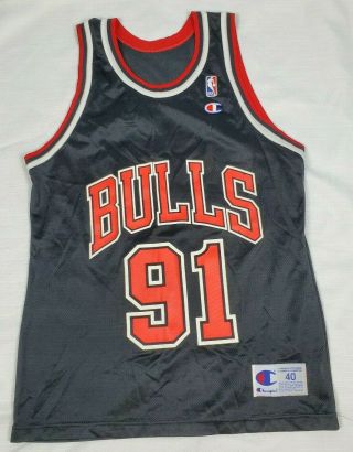 Vintage 90’s Champion Nba Chicago Bulls Dennis Rodman Alternate Jersey 40 Medium