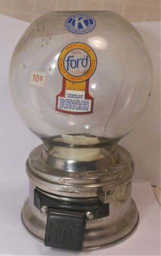 Good Vintage Counter Top Ford Gumball Machine Glass Globe