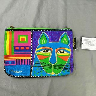 Laurel Burch " Whiskered Cats " Cosmetic Personal Overnight Zip Top Bag Nwt