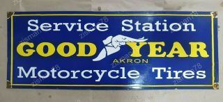 Goodyear Service Station Vintage Porcelain Sign 29 1/2 X 11 Inches