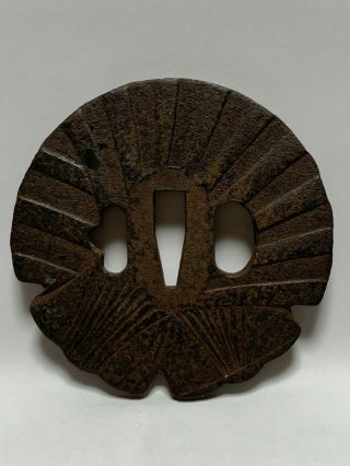 Japanese Antique Samurai Iron Tsuba Katana Sword Hilt (b349)