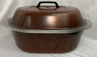 Vintage Club Aluminum Cookware 10 Qt.  18 1/4” Brown Roasting Pan W/lid Nonstick