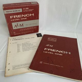 1961 Vtg Alm Harcourt Brace & World French Level One Practice Records & Manuals