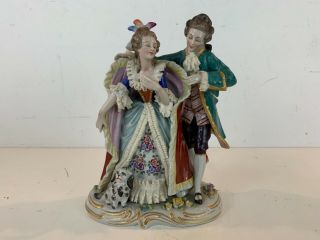 Vintage Sitzendorf German Porcelain Courting Couple Decorative Figurine