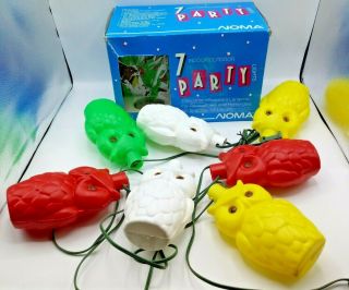 Vintage Noma Owl Blow Mold String Of 7 Lights In Org.  Box Rv Camper Patio Vguc