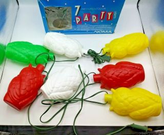 Vintage NOMA Owl Blow Mold String of 7 Lights in Org.  Box RV Camper Patio VGUC 3