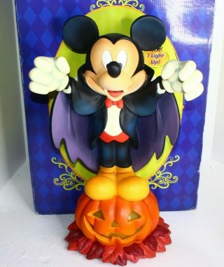 Disney Store Halloween Mickey Mouse Vampire Pumpkin Light Up Figurine