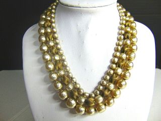 Vintage Miriam Haskell Baroque Pearl 3 - Strand Necklace