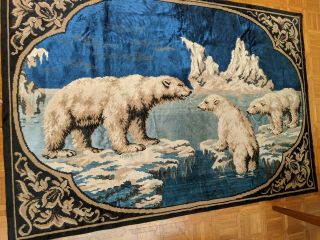 Wall Hanging Tapestry Rug Polar Bear Large Vintage 6 