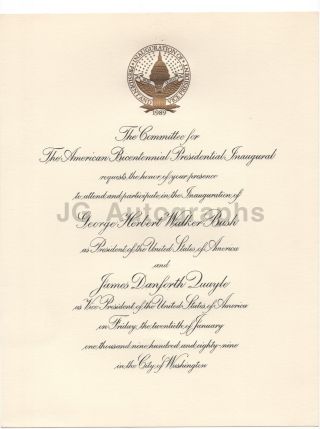 George H.  W.  Bush - Inaugural Invitation