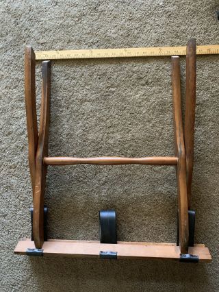 Vintage Scheibe Folding Luggage Suitcase Stand Rack Wood Straps Hotel Style