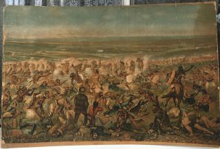 Vintage Art Print Native American Indian Battle Last Stand Sioux War 36 " X 24 "