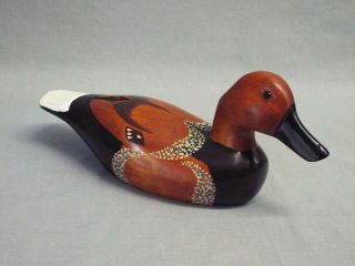 Vintage Duck Decoy Red Head Mallard Hand Carved Painted Home Decor 10 " Long