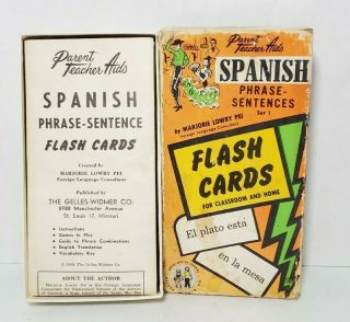 Vtg 1959 Spanish Flash Card Phrase Sentences Parent Teacher Arts Vocabulary Edu