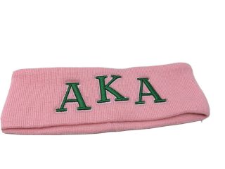 Alpha Kappa Alpha Pink And Green Headband / Earwarmers