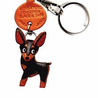 Miniature Pinscher Black&tan Handmade 3d Dog Keychain Vanca Made In Japan 56783