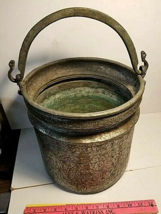 Antique Vintage Hand Hammered Copper Kettle Pot Middle Eastern Persian - Heavy